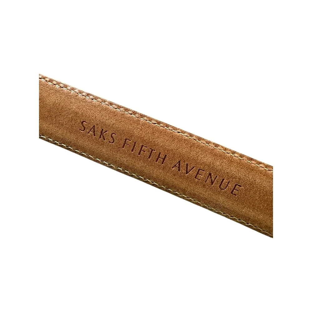Saks Fifth Ave Brown Genuine Crocodile Mens Belt Size 40 1 Inch Width NEW